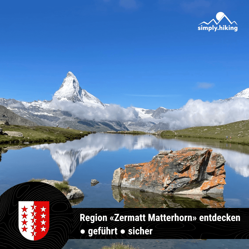 Im Stellisee spiegelt sich das Matterhorn mit Rainer von simply.hiking