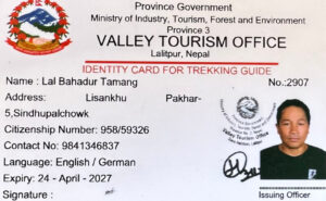 Lizenz Licence Trekking Guide Nepal Ausweis